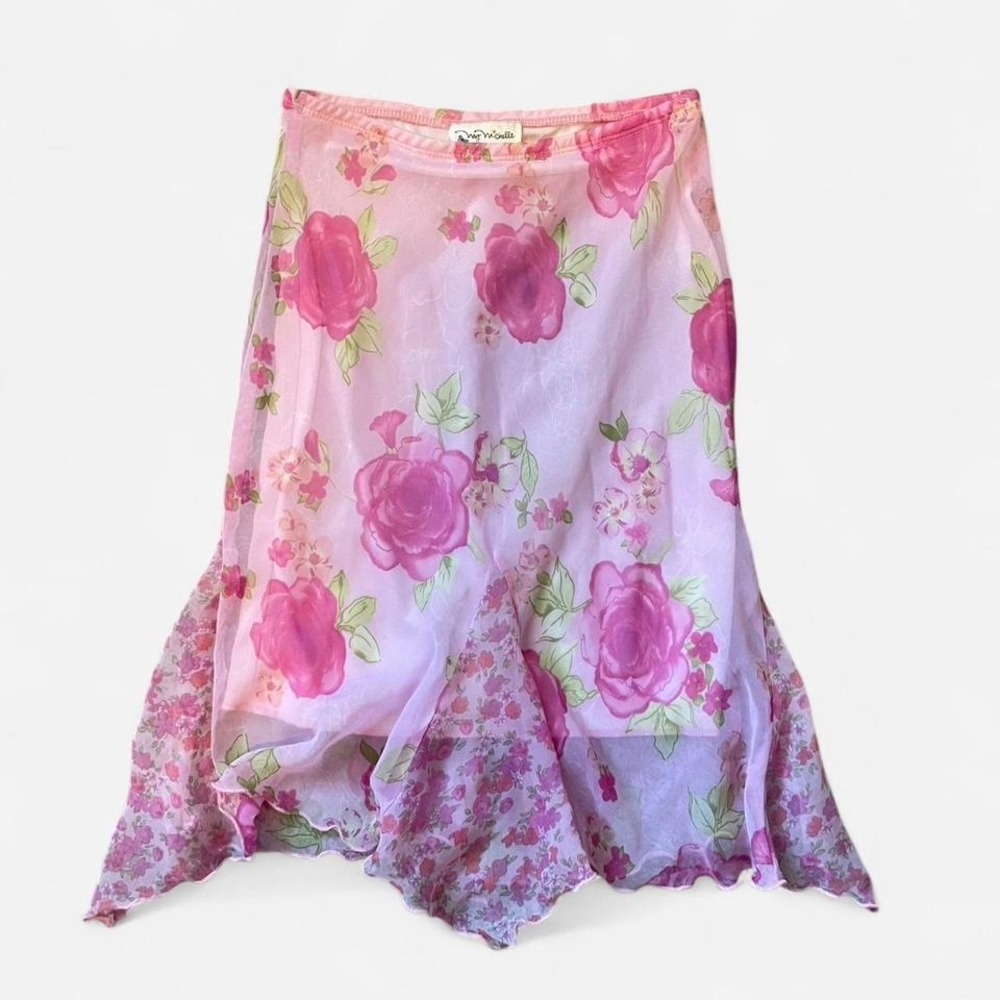 My michelle gorg pink floral midi skirt